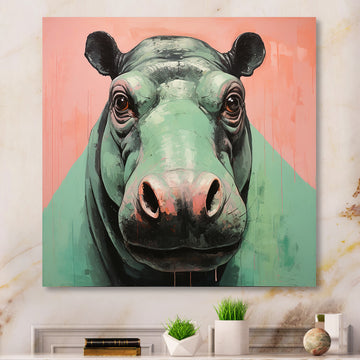 Colorful Hippopotamus Portrait - Hippopotamus Wall Decor
